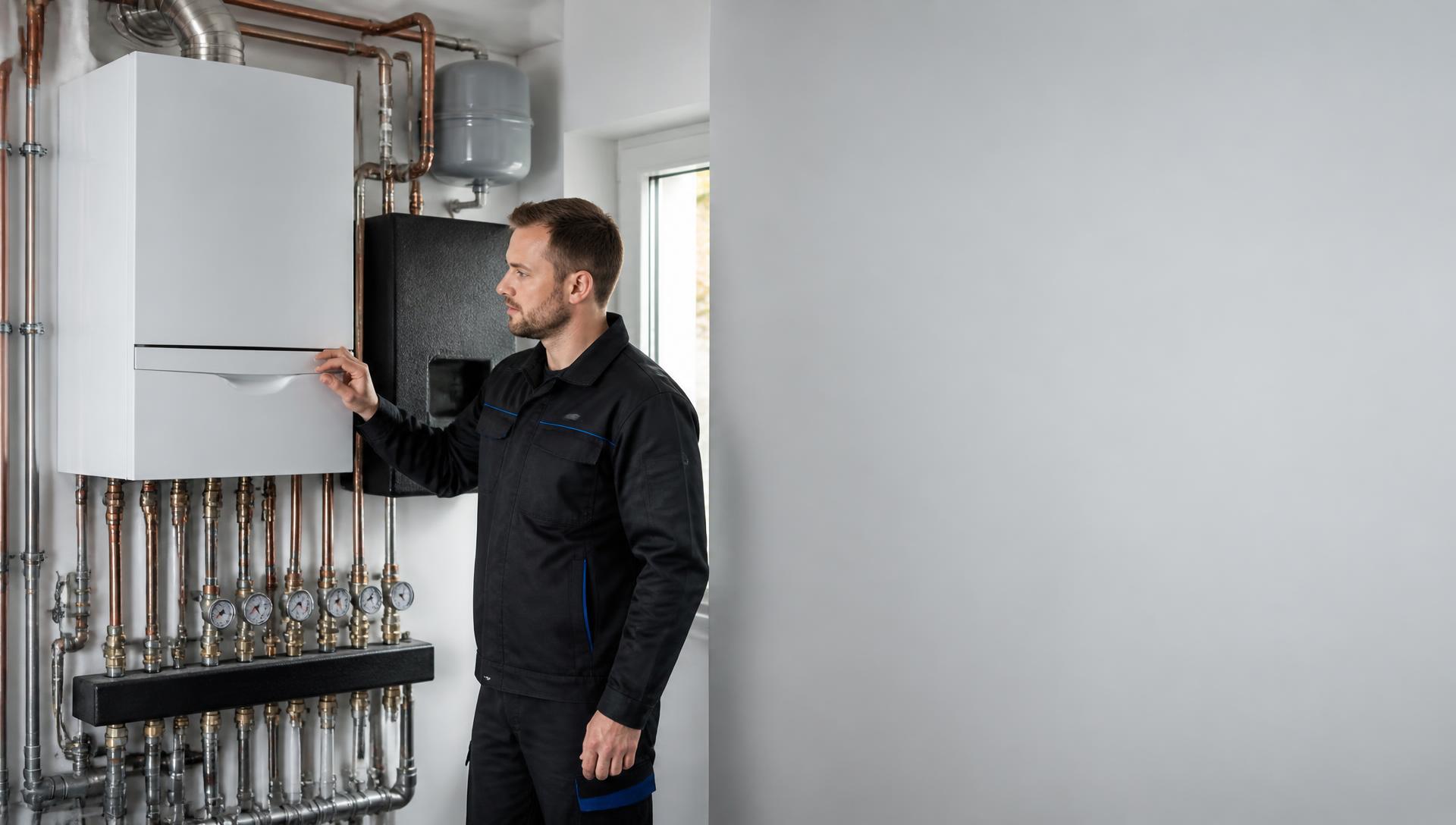 Technik Rakotherm při instalaci plynového kotle